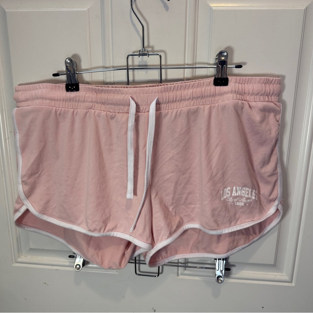 Women's Pink Athletic Lounge Shorts White Trim ‘Los Angeles City of Angels’ Grap